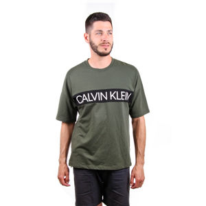 Calvin Klein pánské zelené tričko Logo - L (FDX)